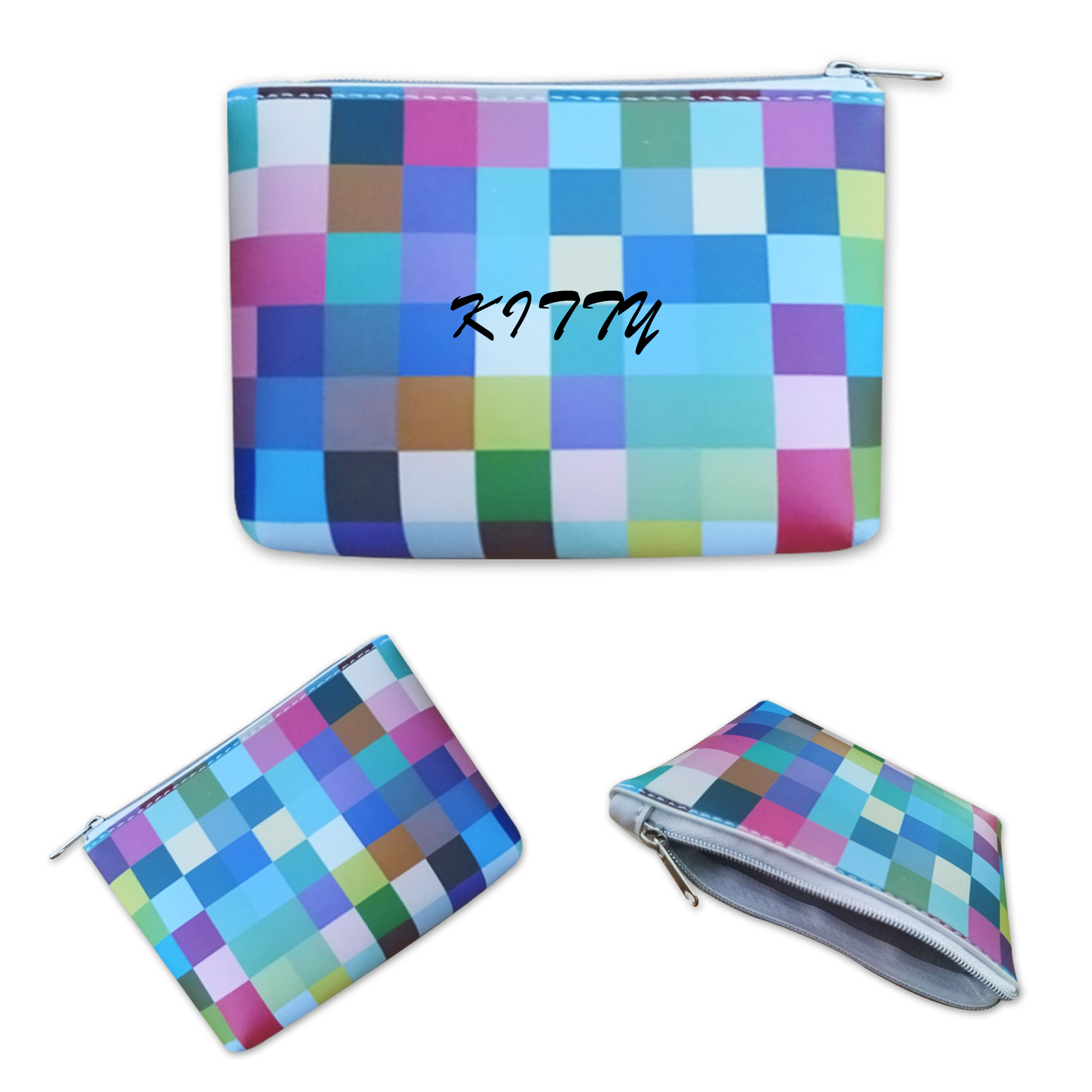 TPU Checkered Contrasting Color Makeup Bag