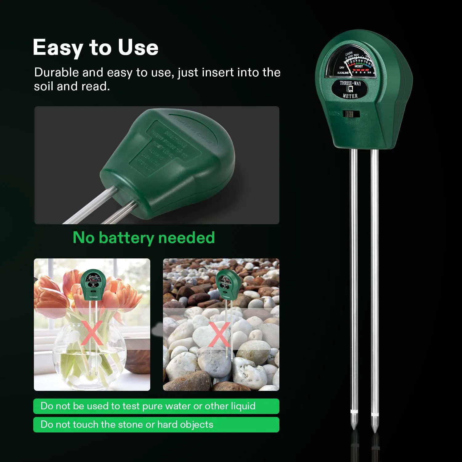 3-in-1 Soil Moisture/Light/pH Meter 4