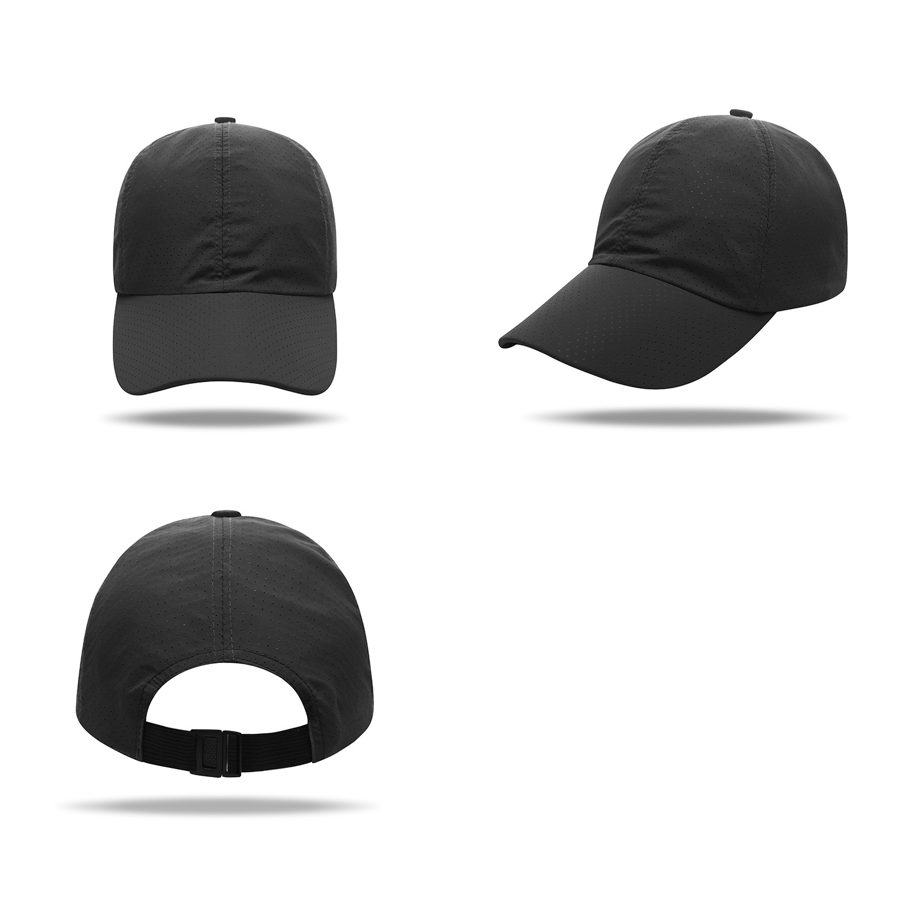 Stock Solid Color Quick Dry Poly 6 Panel Cap, Elastic Back 12