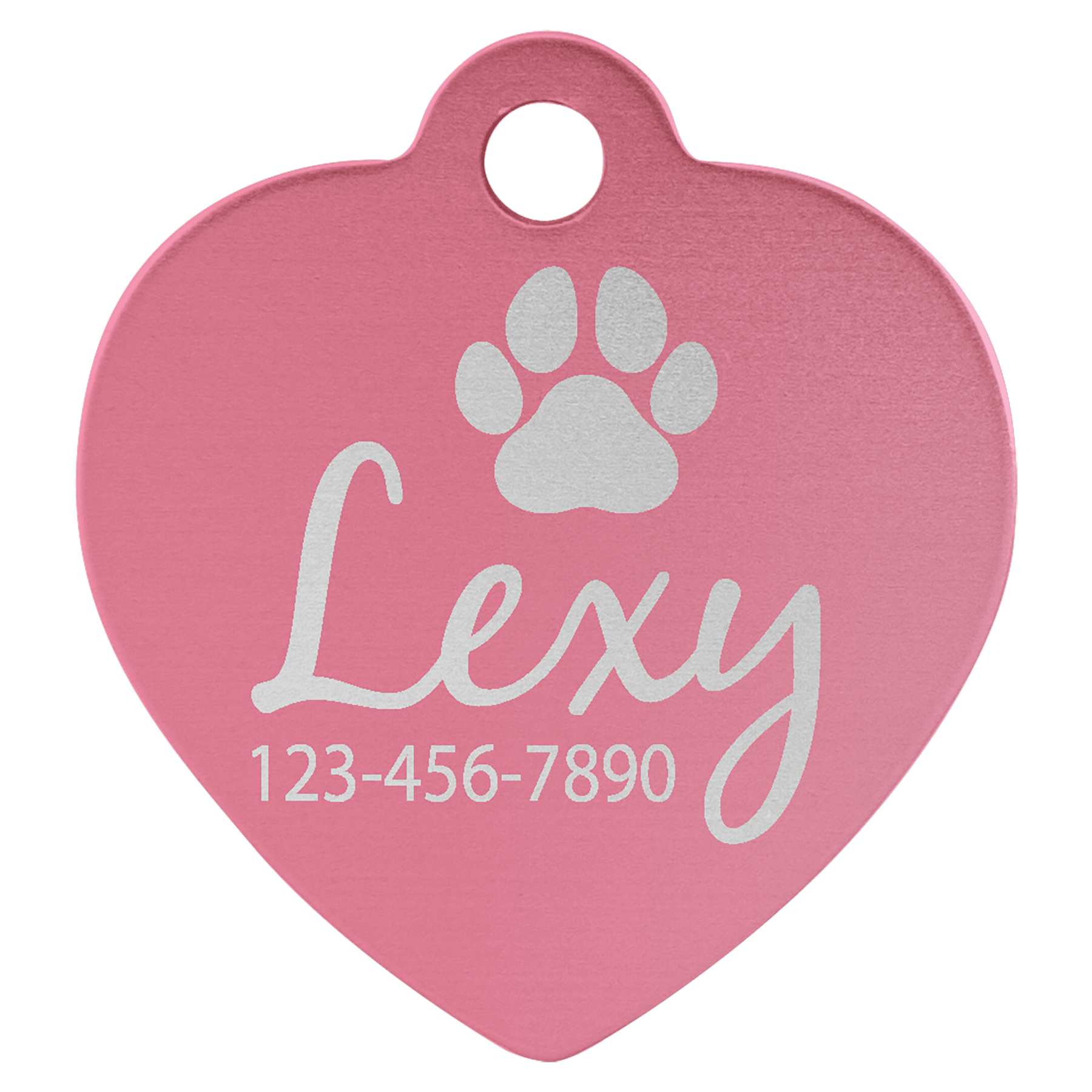 1 1/4" x 1 1/4" Pink Anodized Aluminum Heart Pet Tag 1