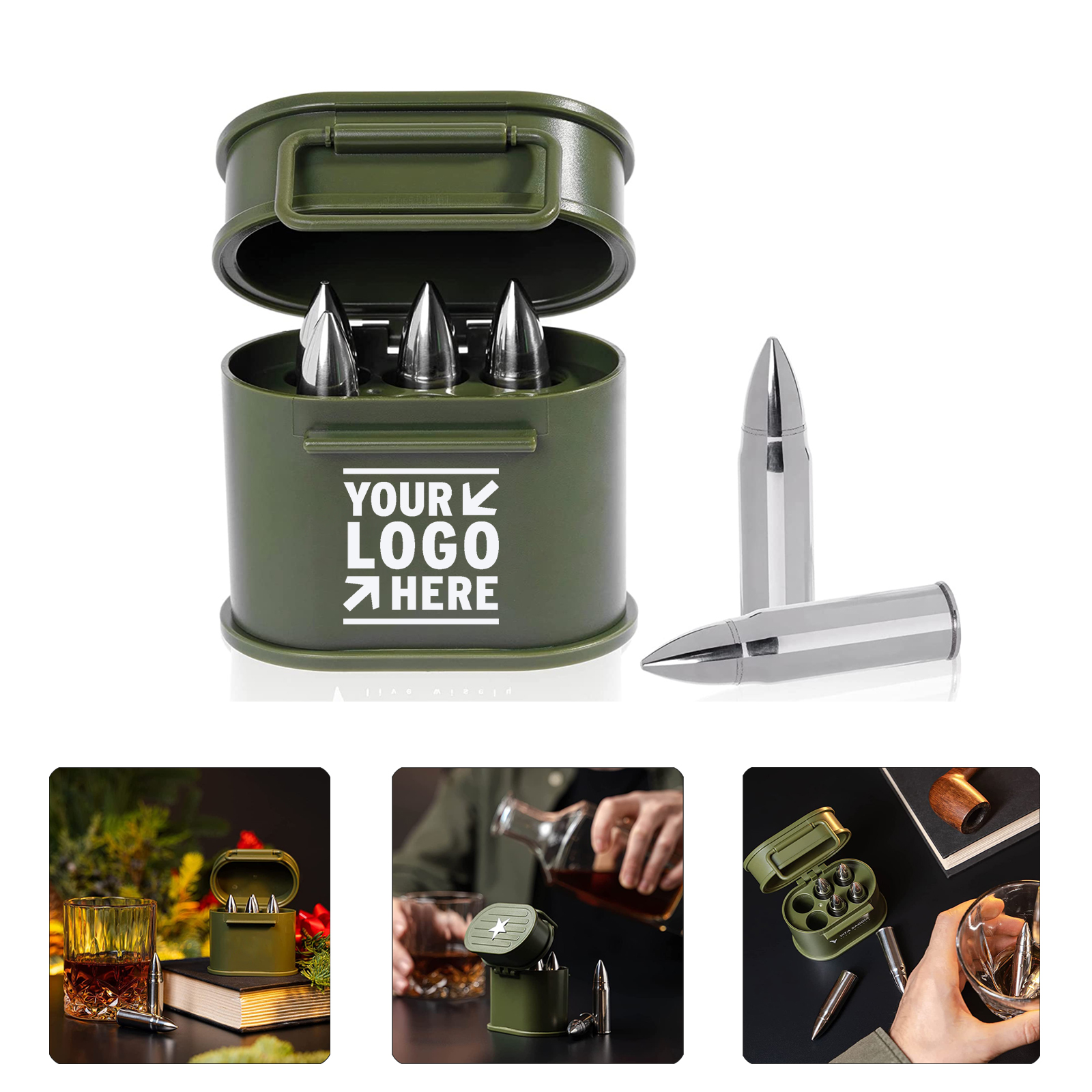 Exclusive Set of 6 Whiskey Ice Cubes Stones in Tactical Military Box 2