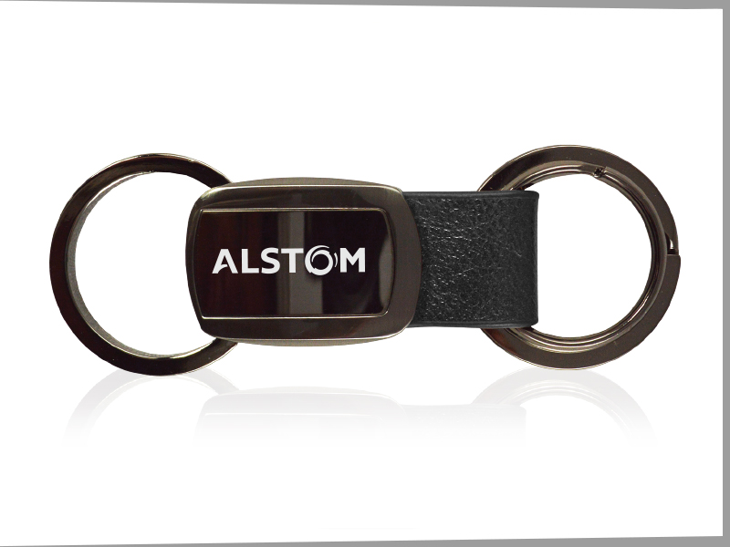Onyx Leather Curve Key Tag