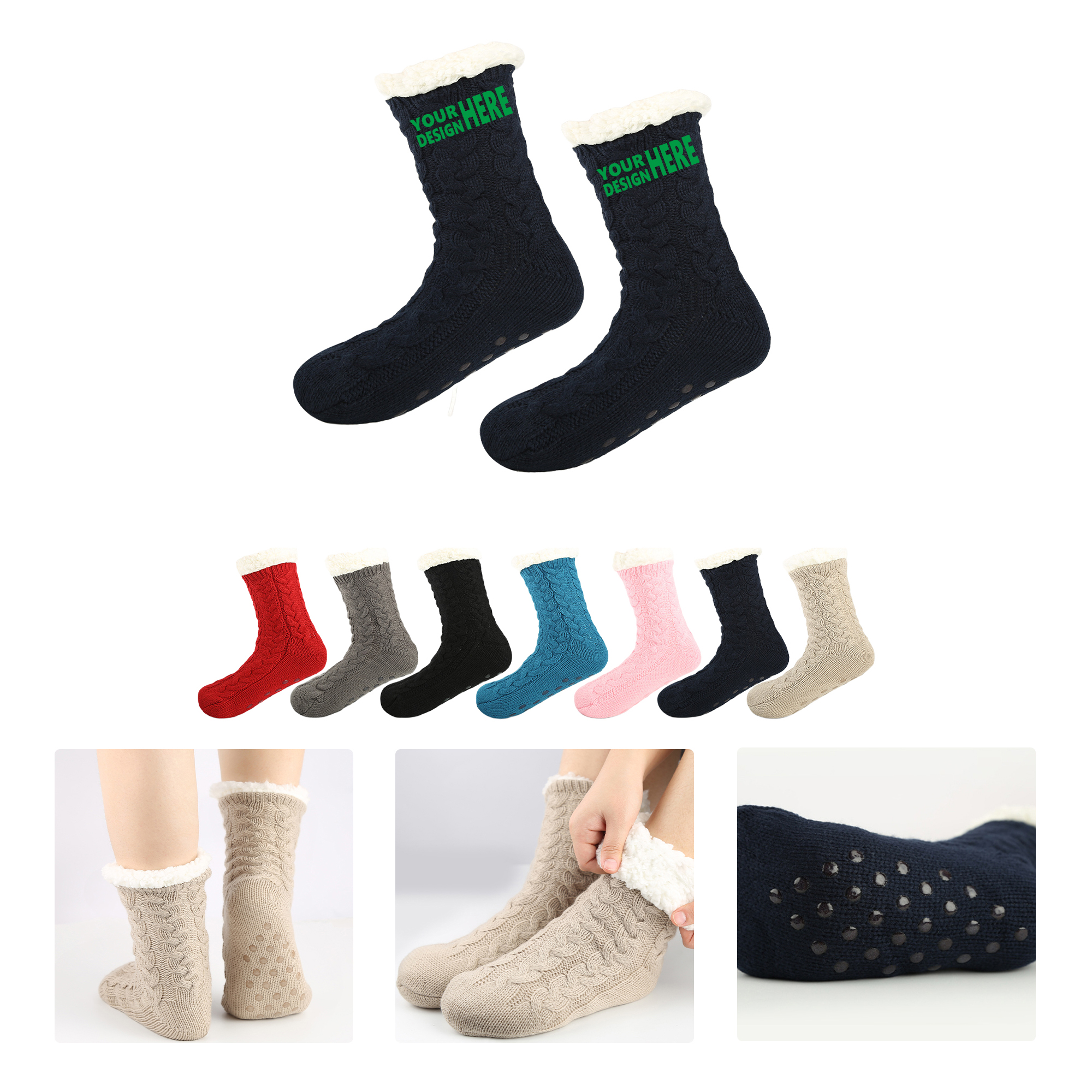 MOQ50 Anti Slip Plush Sleep Socks With Custom Logo 2