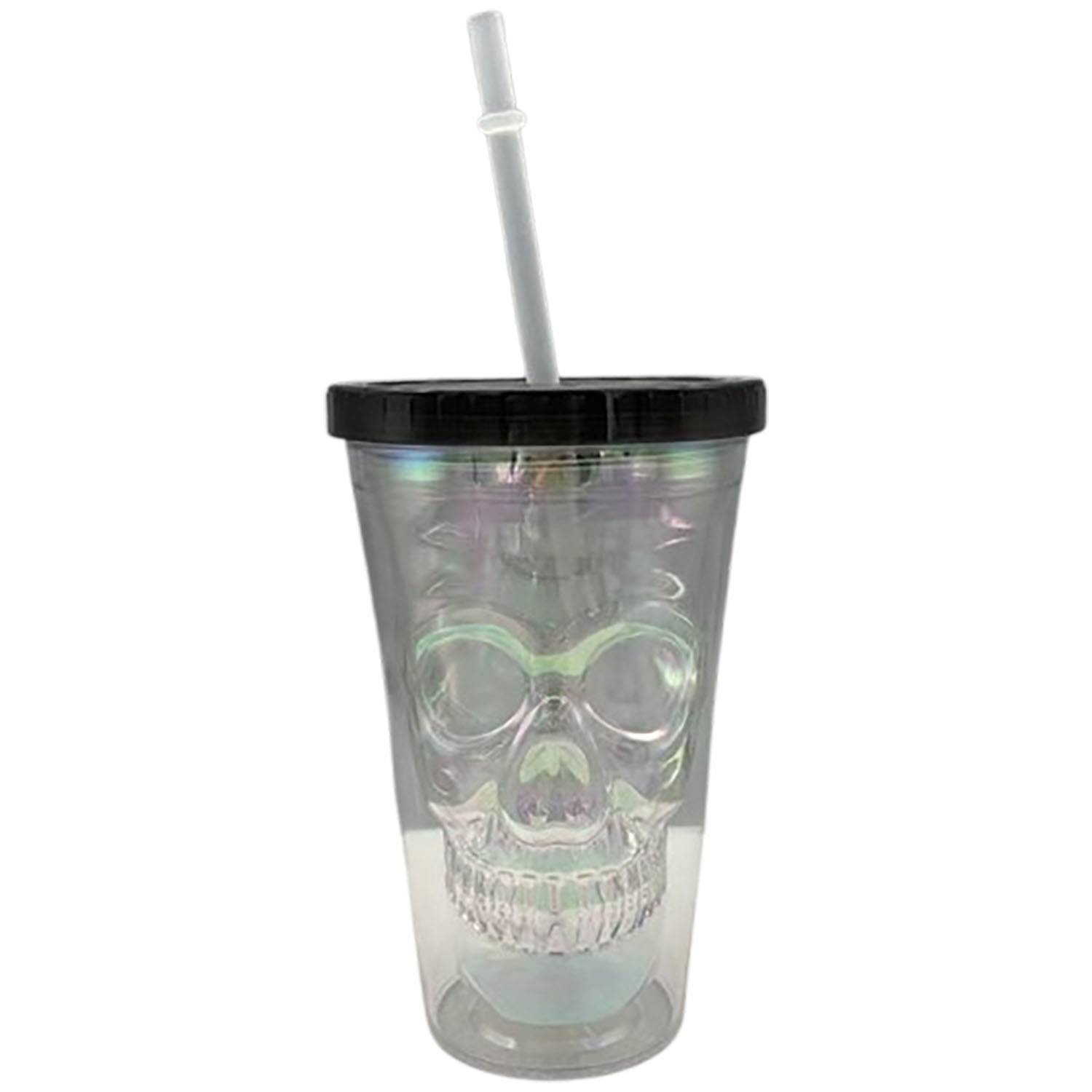 12oz LED Light Up Halloween Skeleton Straw Cup 3