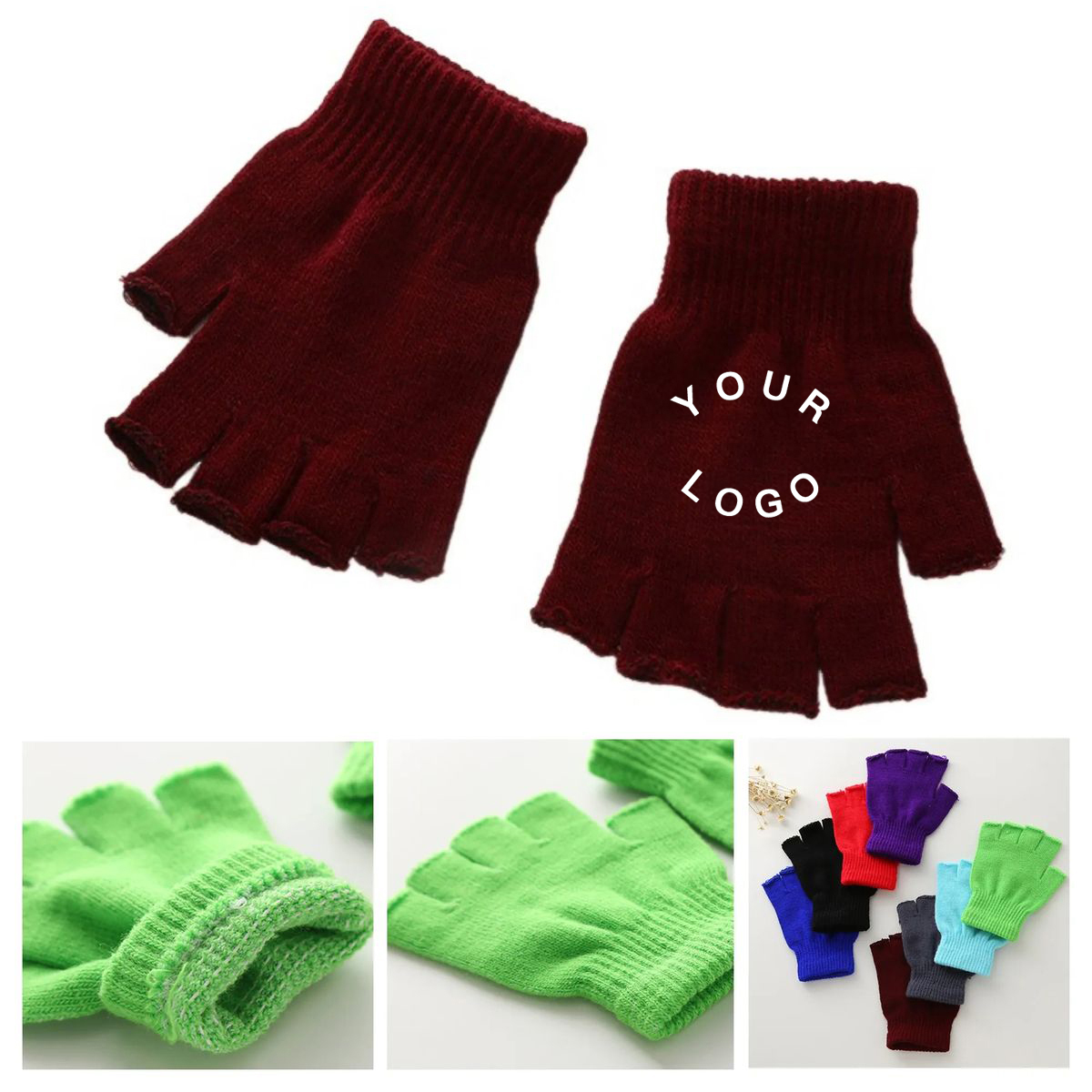 Acrylic Breathable Office Fingerless Gloves 9