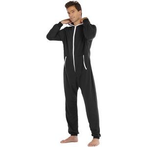 Men'S Hooded Jumpsuit Zip Up One Piece Pajamas 5