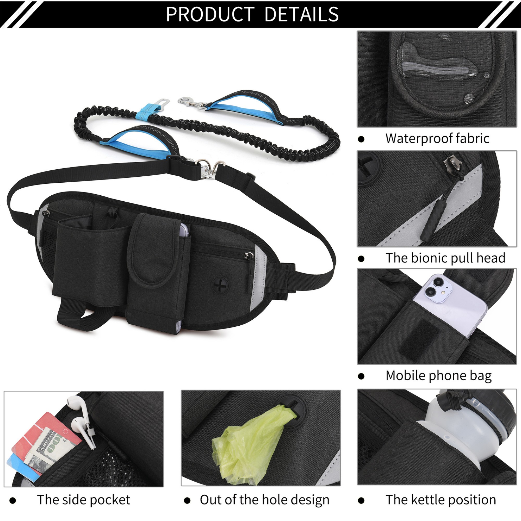 Waist Dog Leash Bag For Running 1