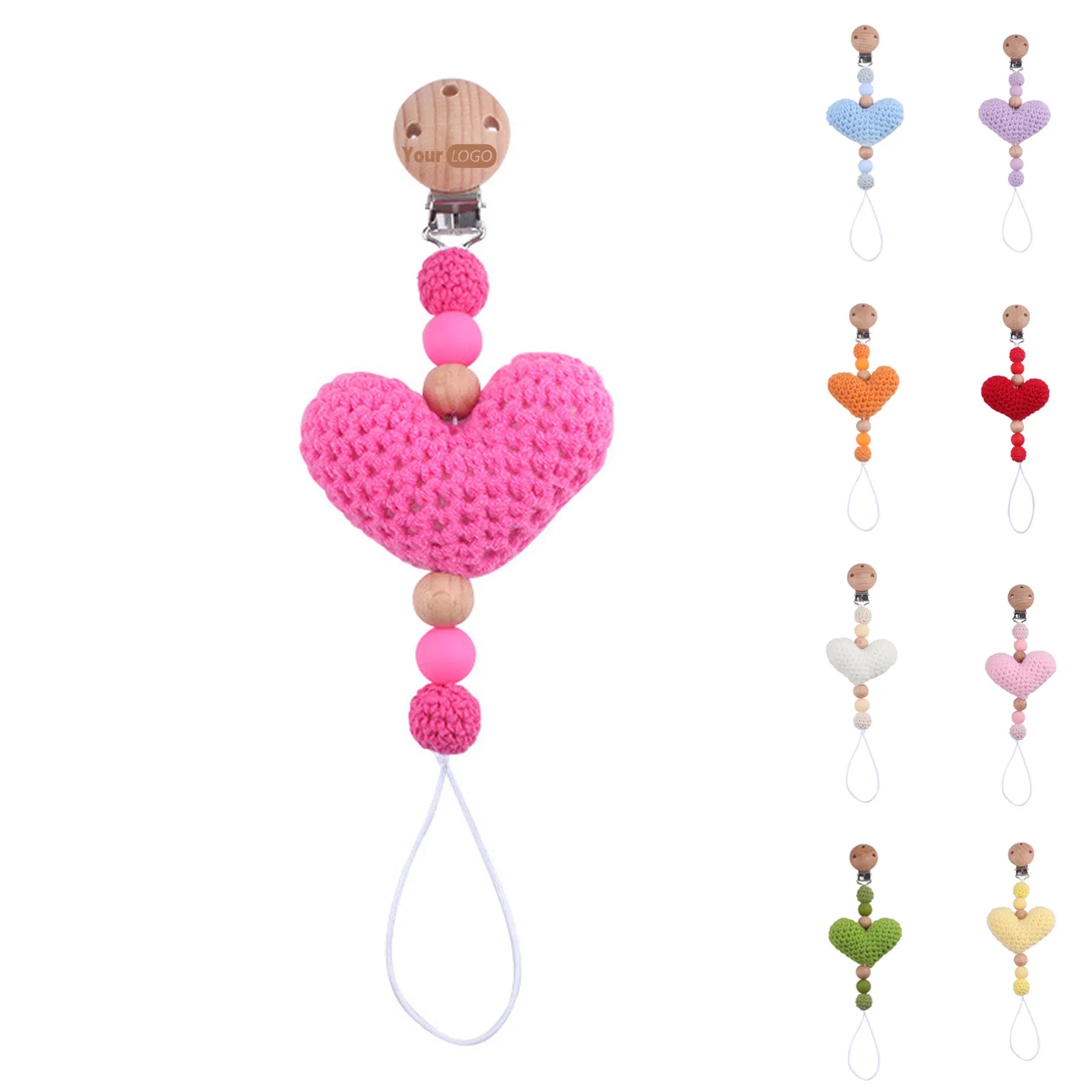 Knitted Heart Pacifier Chain 2