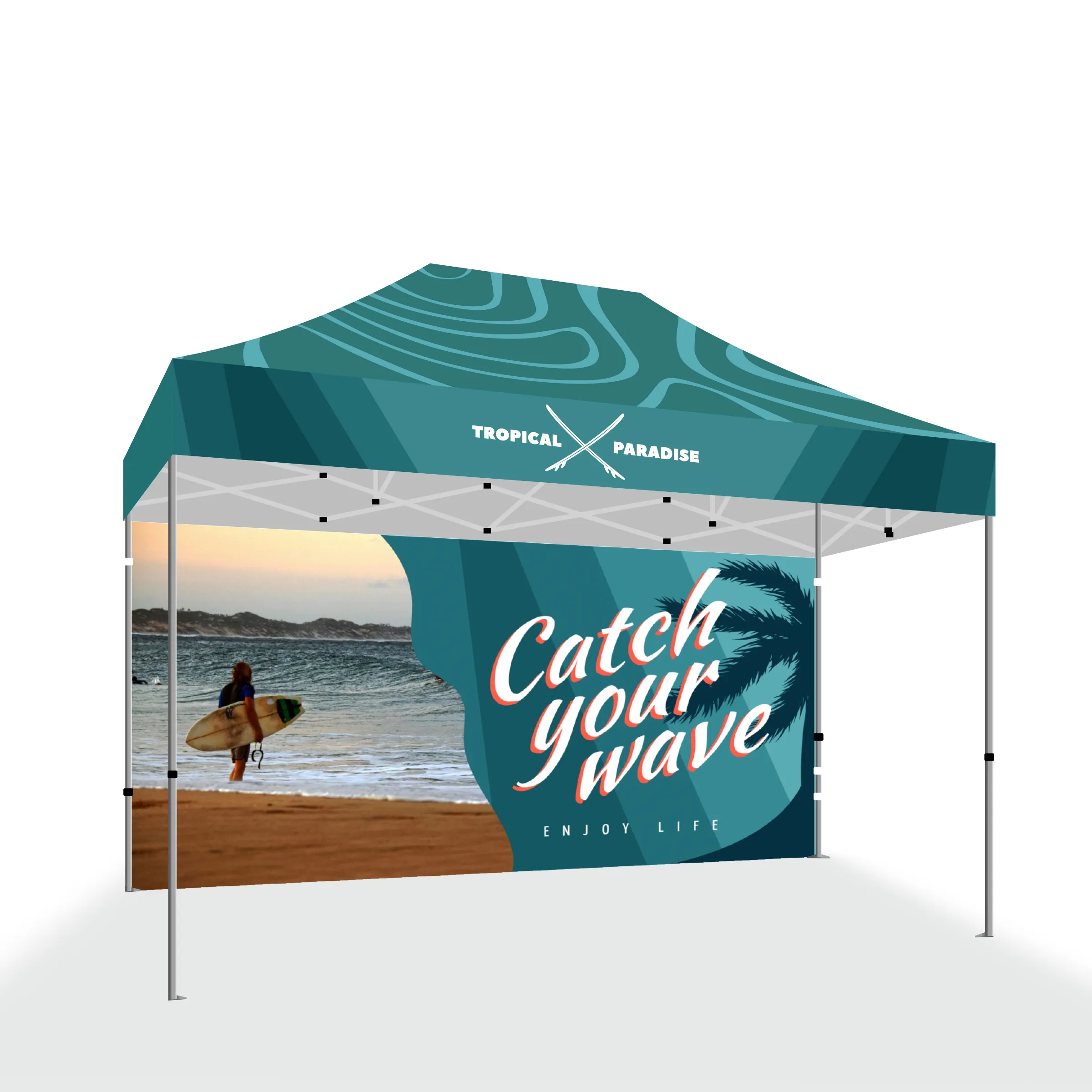 10x15 Premium Tent w/ Full Color Canopy and Back Wall 3