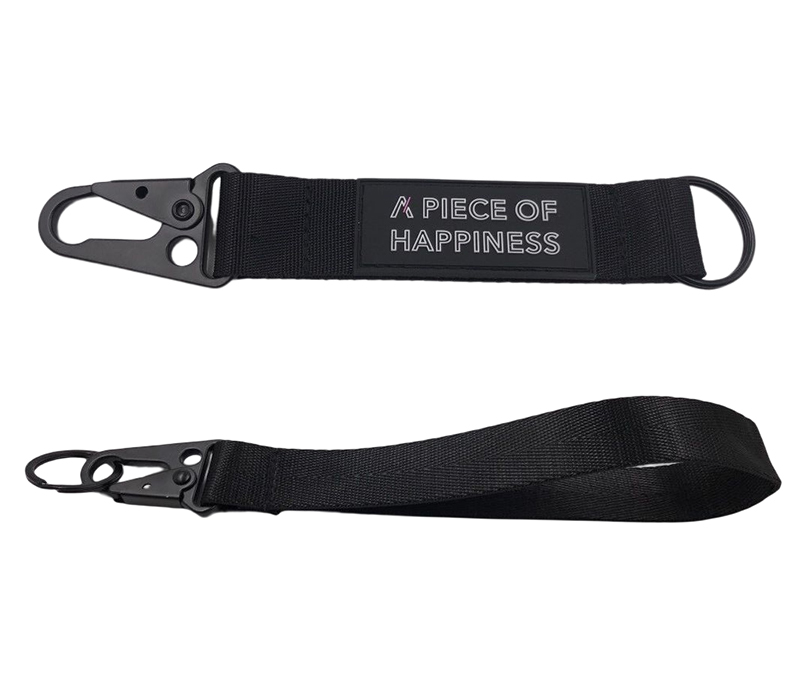 Nylon Strap Short Lanyard with Hook and Keyring 3