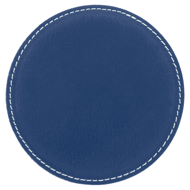 4" Round Blue/Silver Leatherette Coaster 2