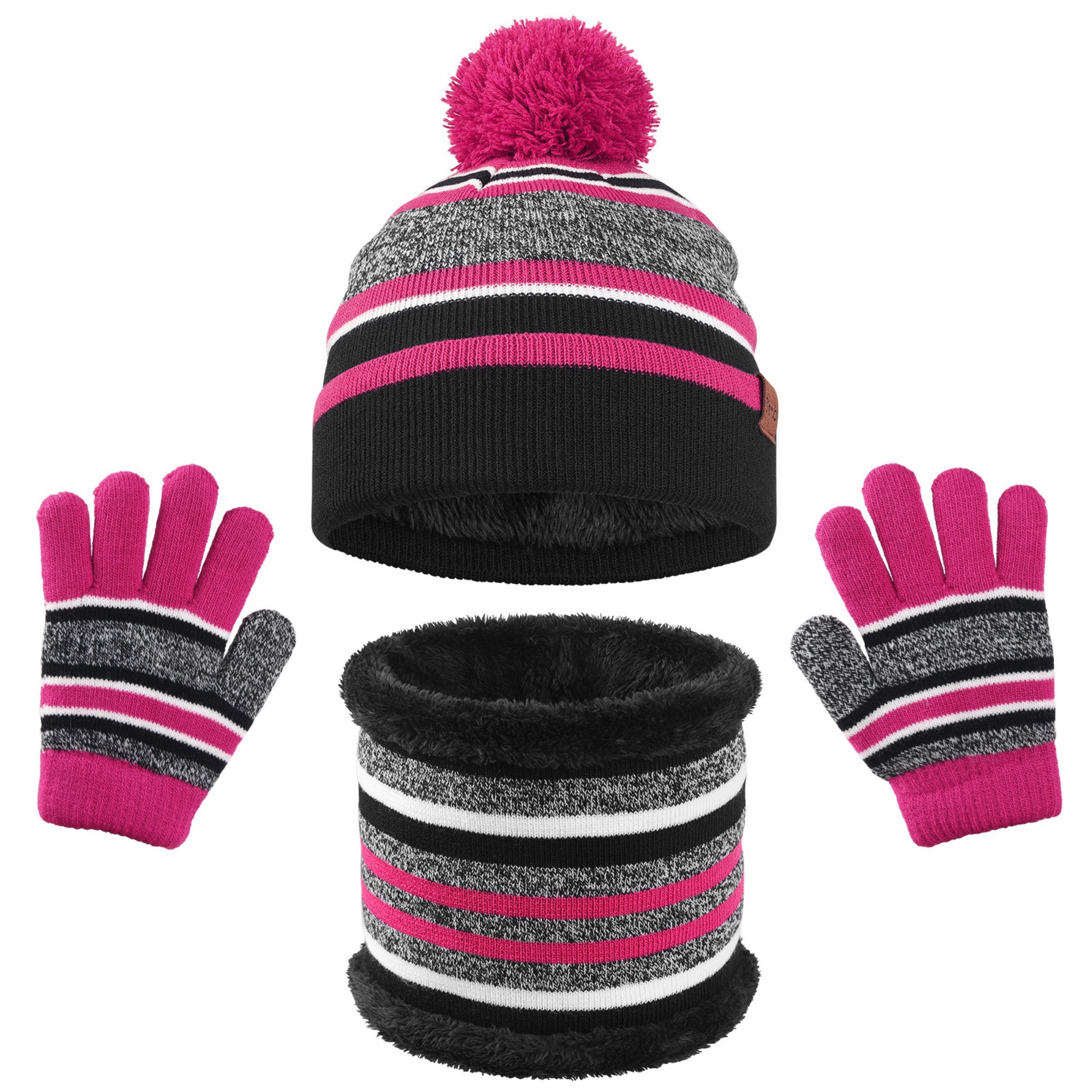 Children's Knitted Gloves Hat Scarf 3 Piece Set 4