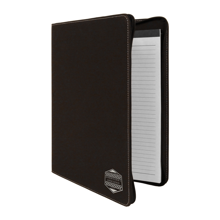 9" x 12" Leatherette Black/Silver Portfolio with Zipper 2