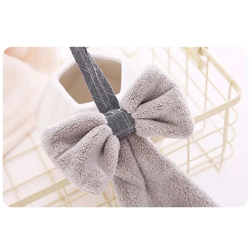 Household bathroom kitchen bownot coral velvet hand towel dishcloth 7