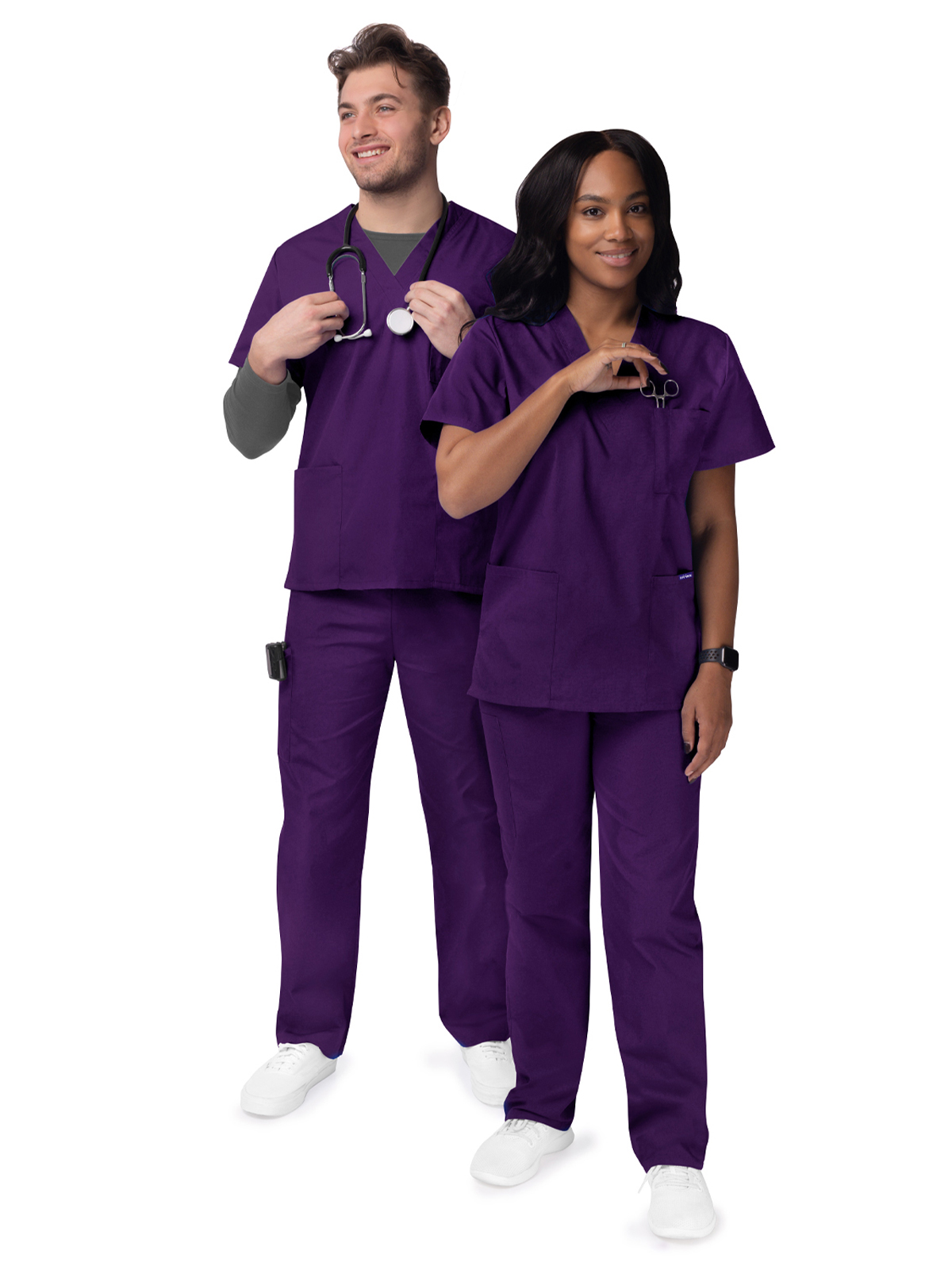 Adar - Sivvan - Unisex V-Neck Top Drawstring Pant Scrub Set 64
