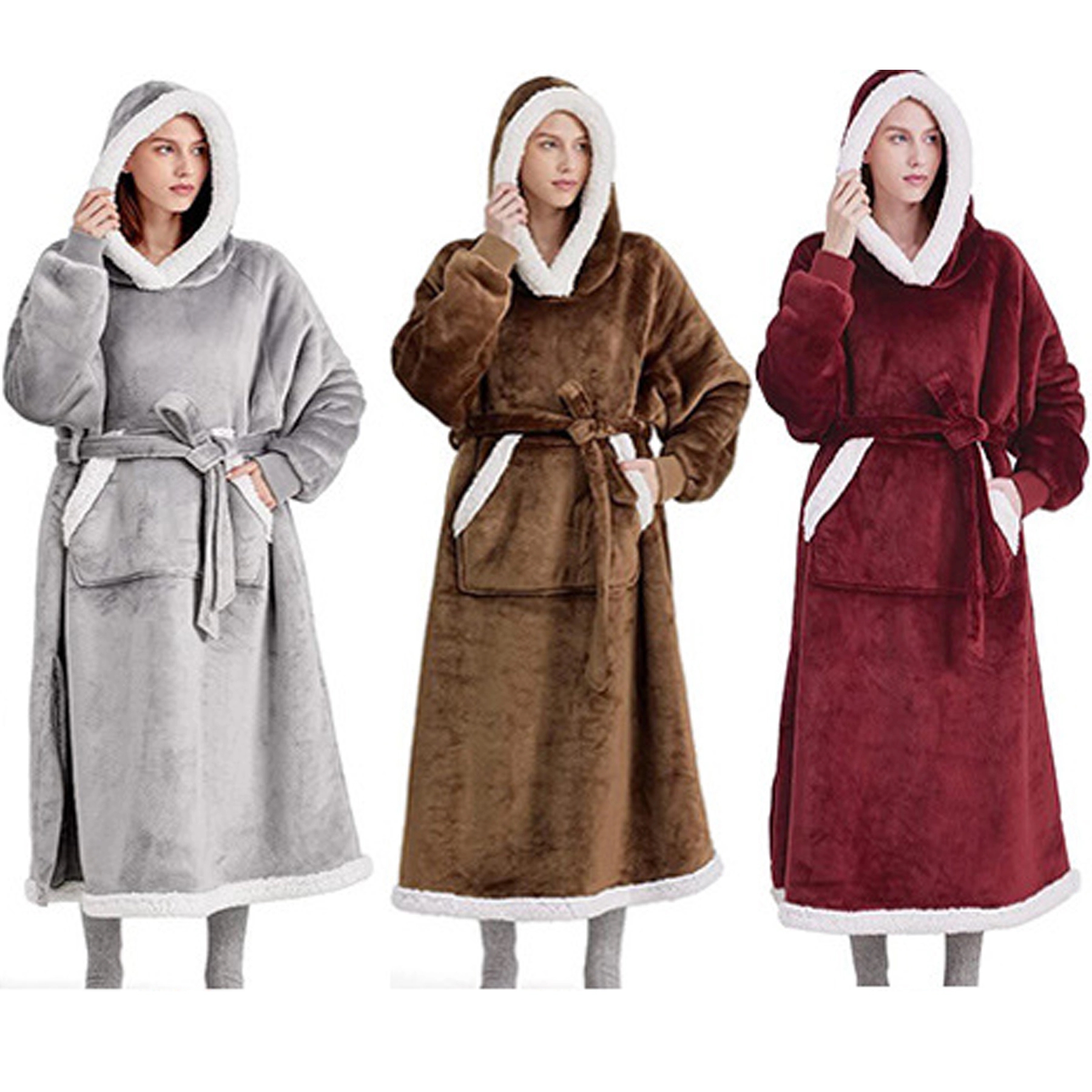 Oversized Microfiber & Sherpa Wearable Blanket, custom hoodie or sweatshirt with logo imprint 2