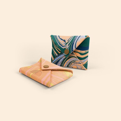 MARBLED LEATHER ENVELOPE - SMALL