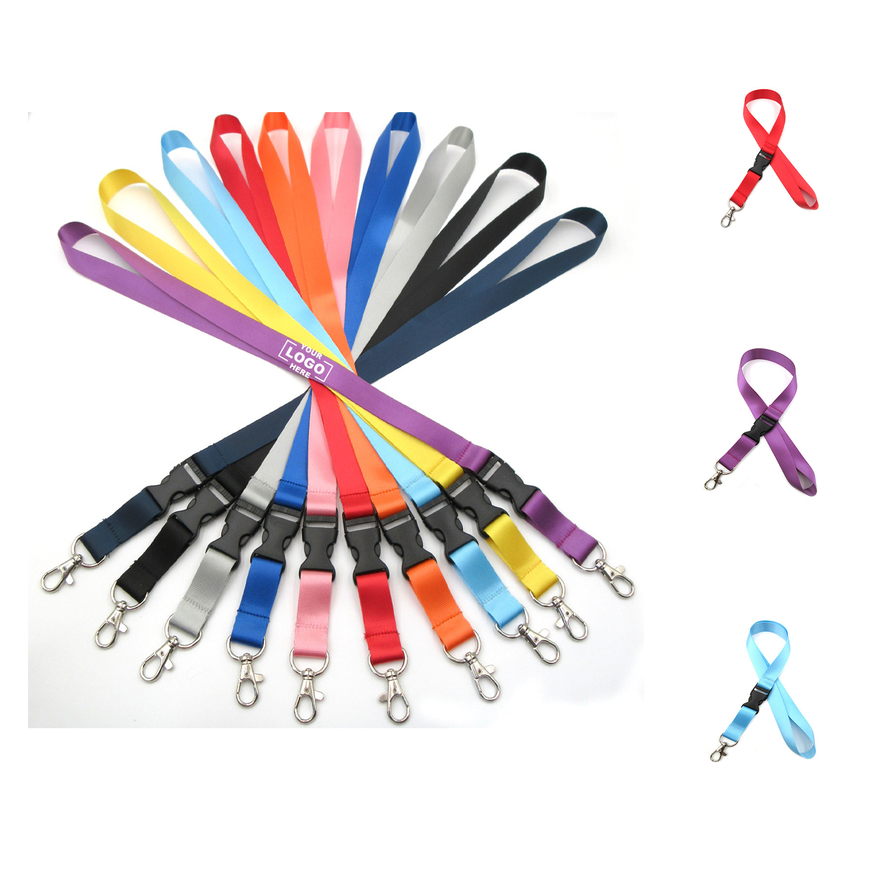 Colorful Lanyard with Lobster Claw and Plastic Buckle 1