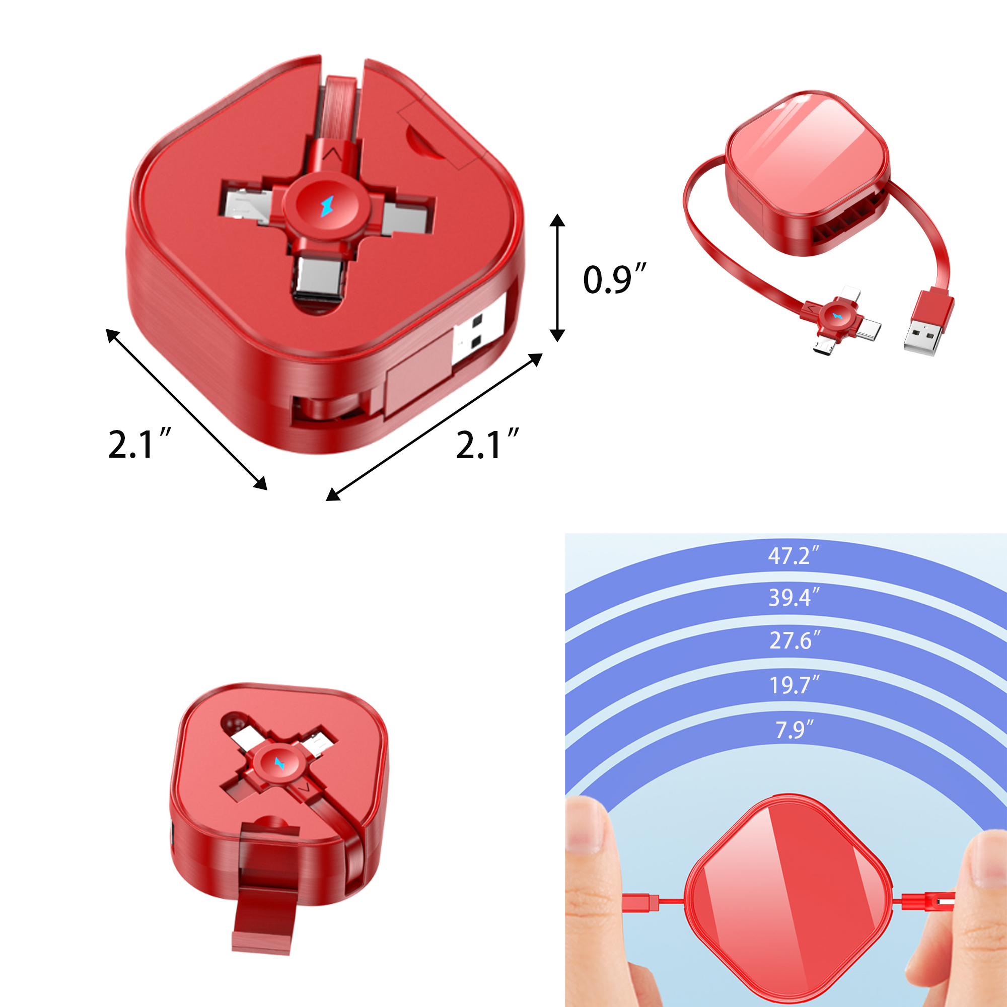 3-in-1 Retractable Portable Data Cable 4