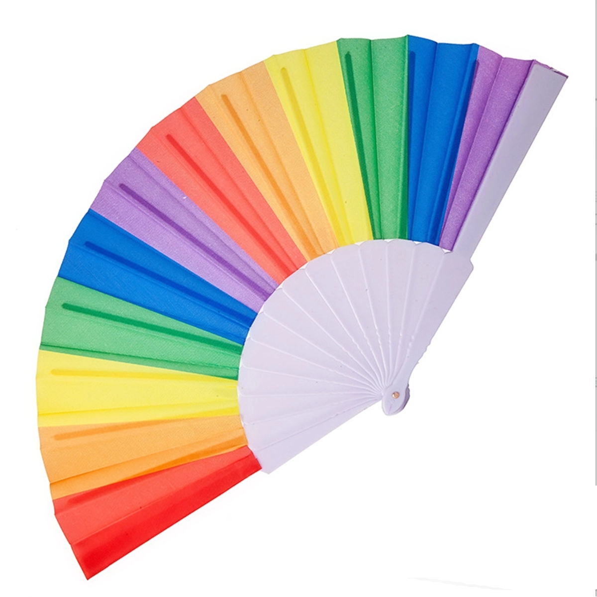 Folding Plastic Fabric Rainbow Hand Fan 4