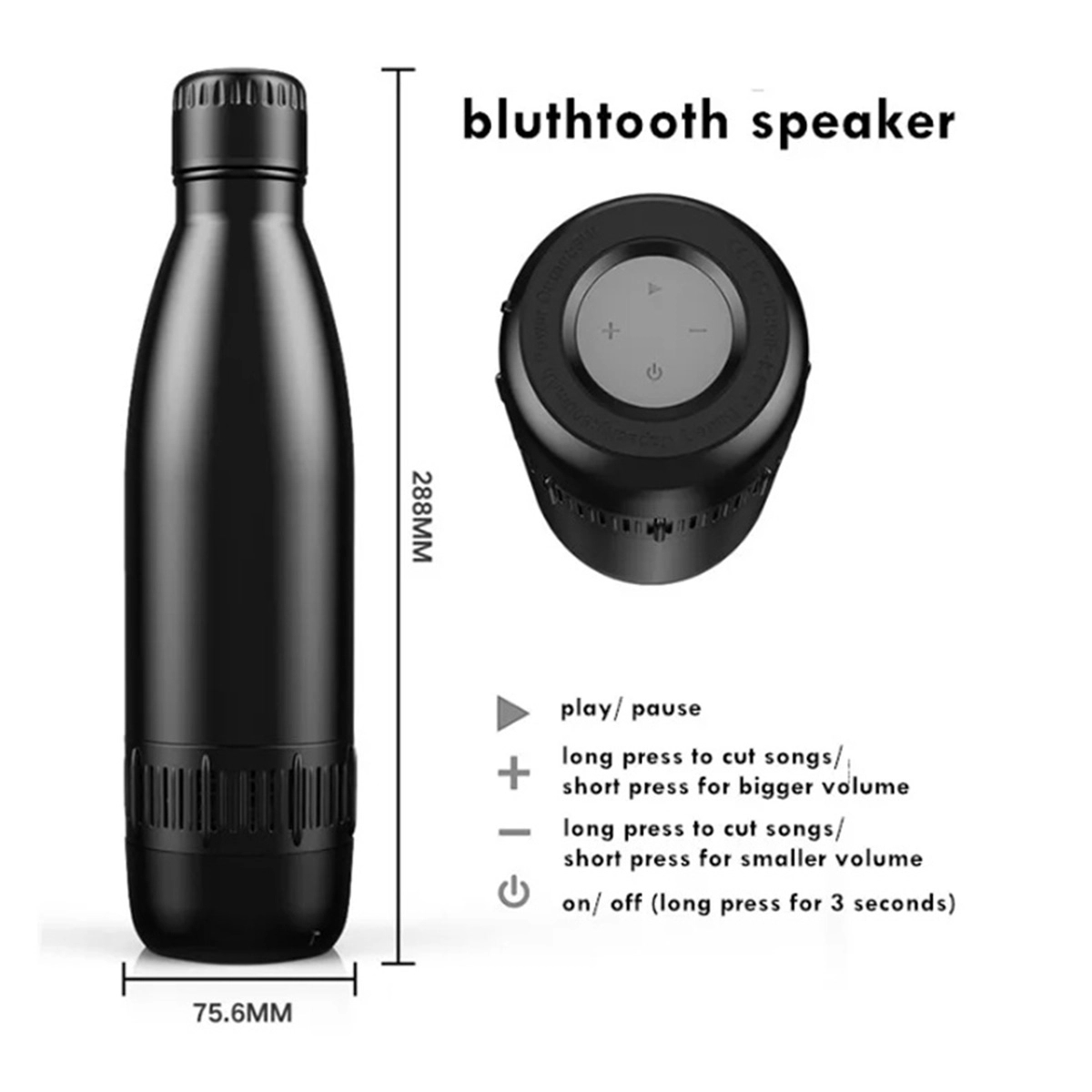 17 oz Rechargeable Wireless Smart Water Bottle with Speaker 2