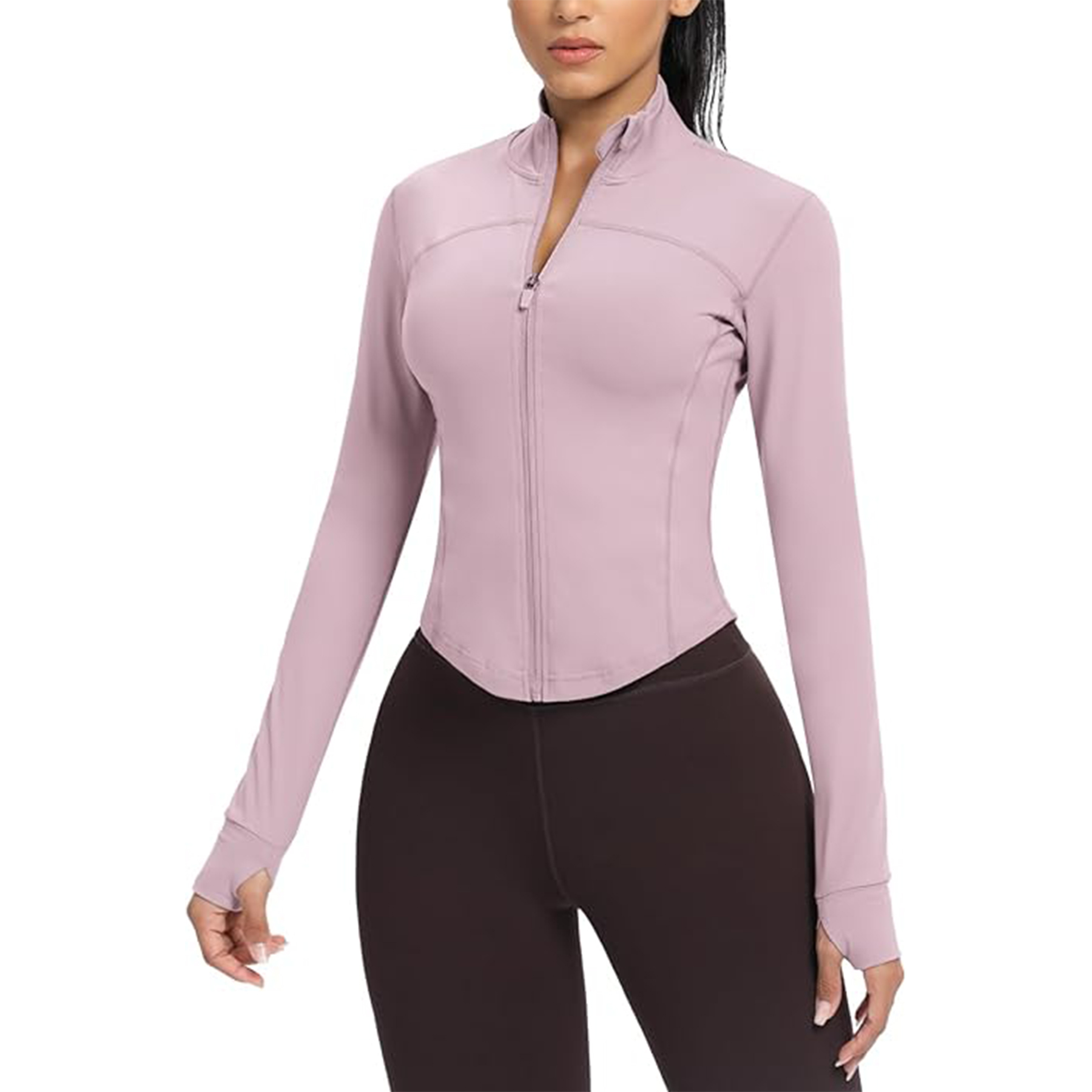 Women Cropped Running Workout Zip Jacket 3
