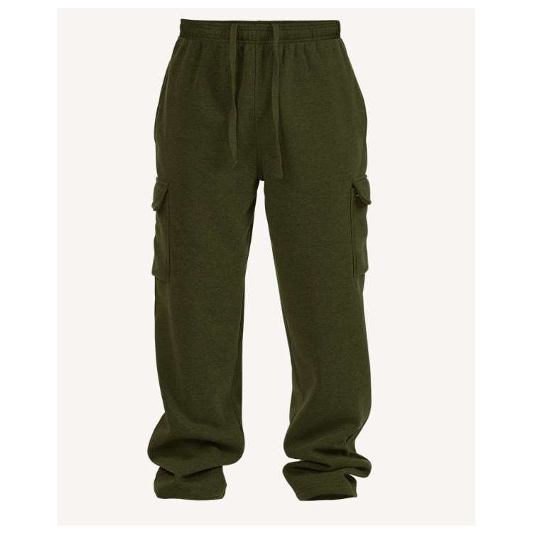 Men's Open Leg Fleece Cargo Sweatpants - Size 3XL-5XL Military Green 2