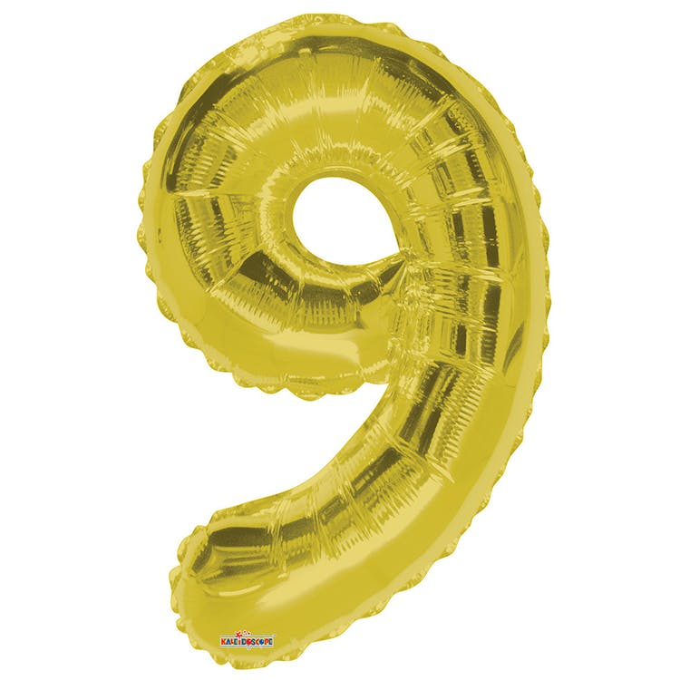 Mylar Number 9 Balloons - Gold 34" 2
