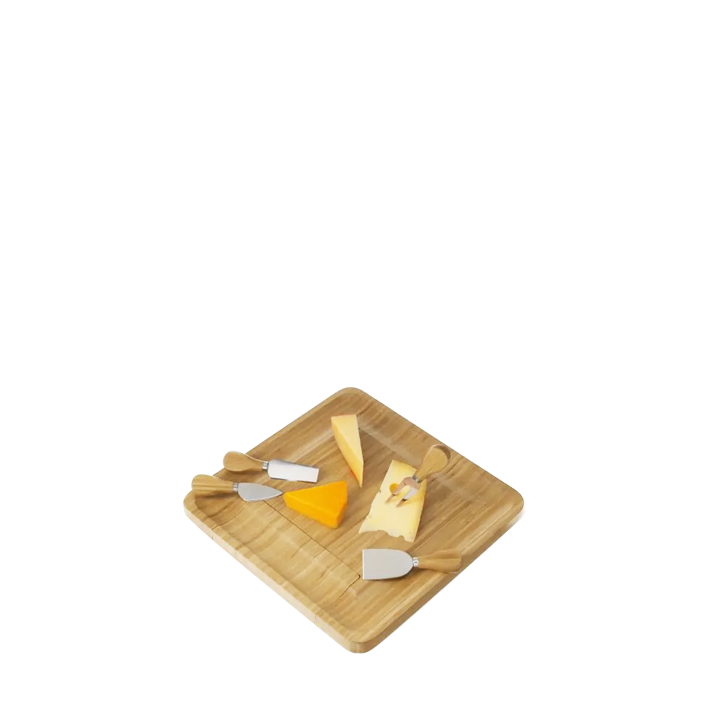 Twine Living Co Four Piece Bamboo Cheese Board and Knife Set