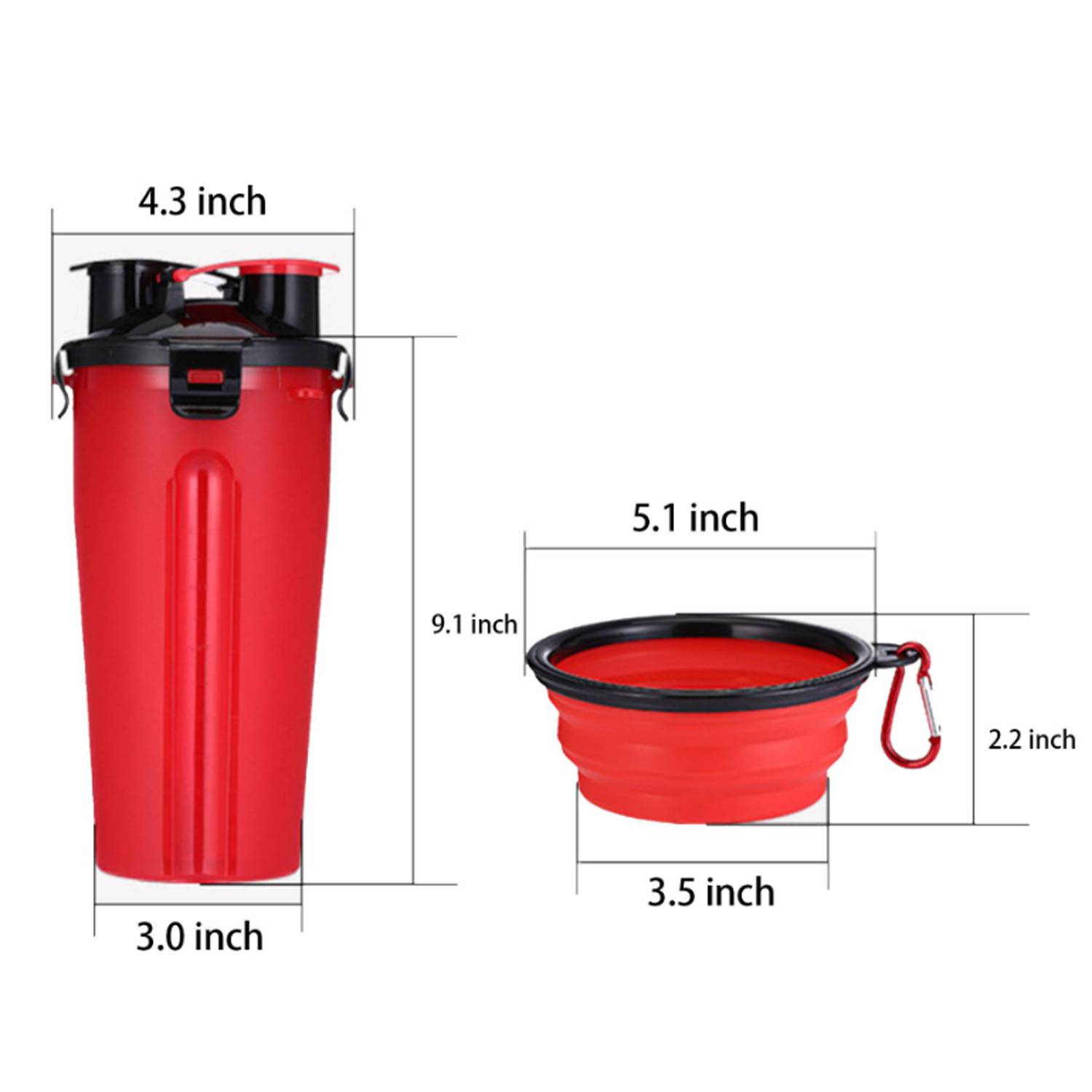 Dog Dual Chamber Bottle w/ Collapsible Bowl 3
