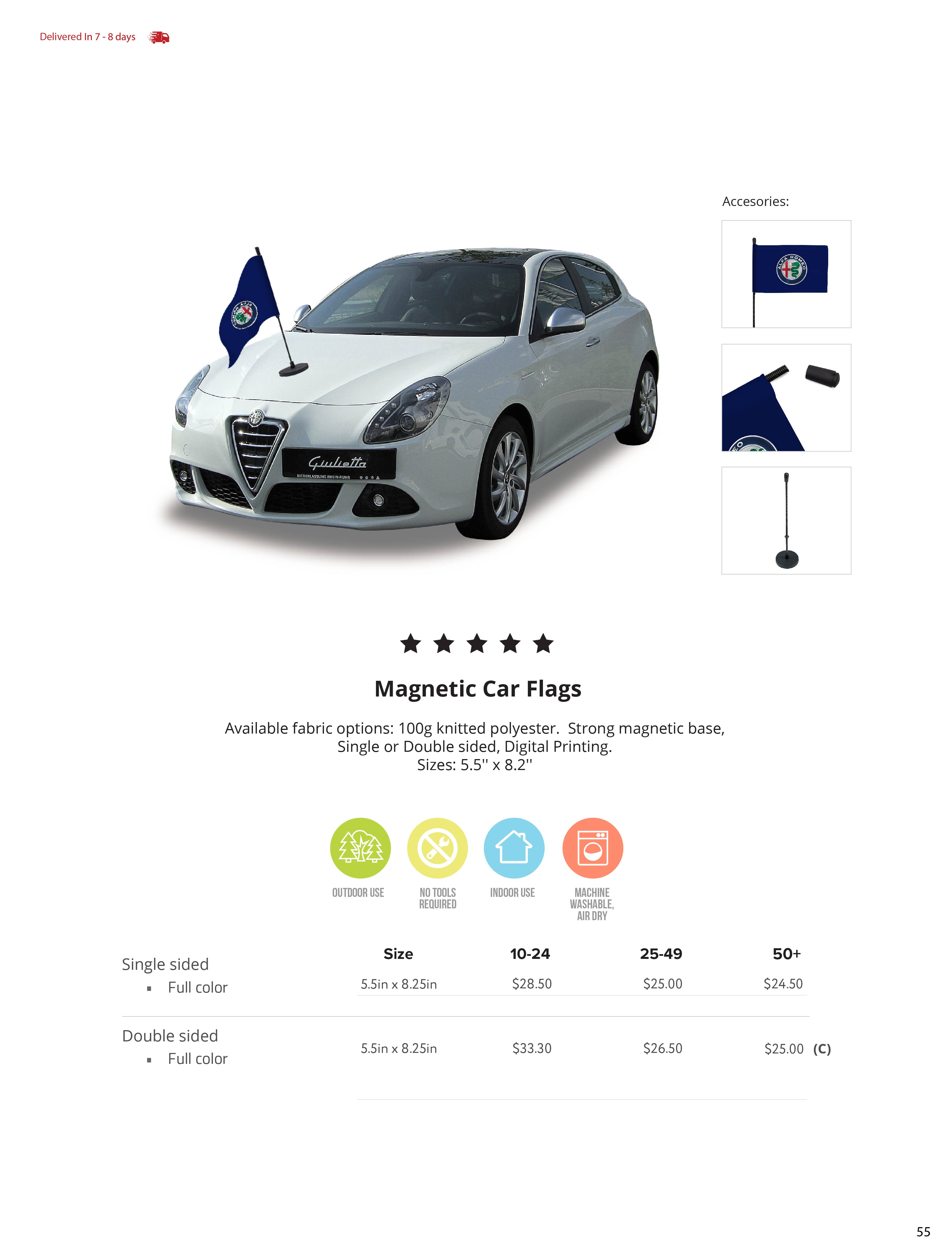 Car Flag Magnetic Single Sided (5.5" x 8.25") 5