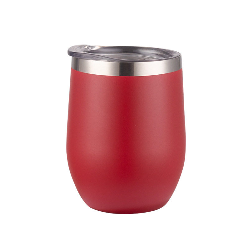 12 OZ Wine Stainless Steel Stemless Double Wall Vacuum Glasses Thermal Tumbler/ Straw Holes 9