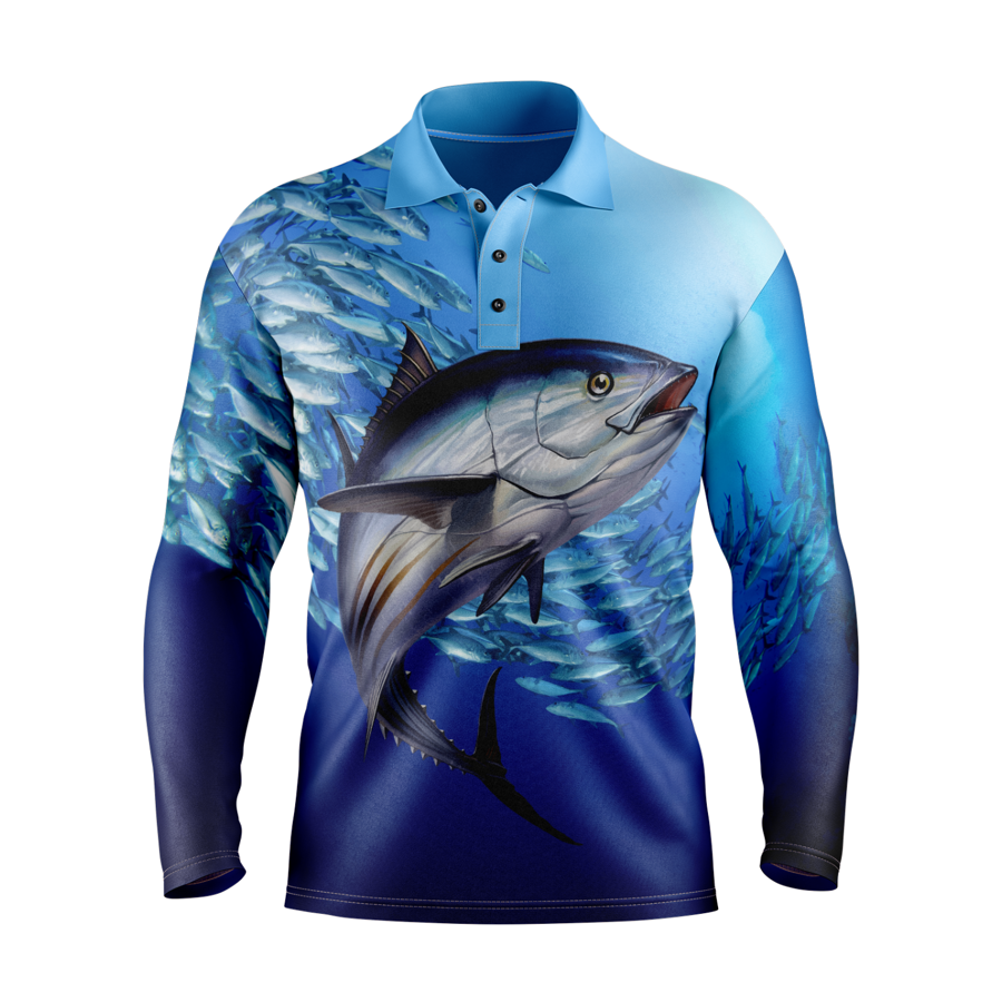 Unisex & Kids' Sublimation Long Sleeve Fishing Henley - 165G