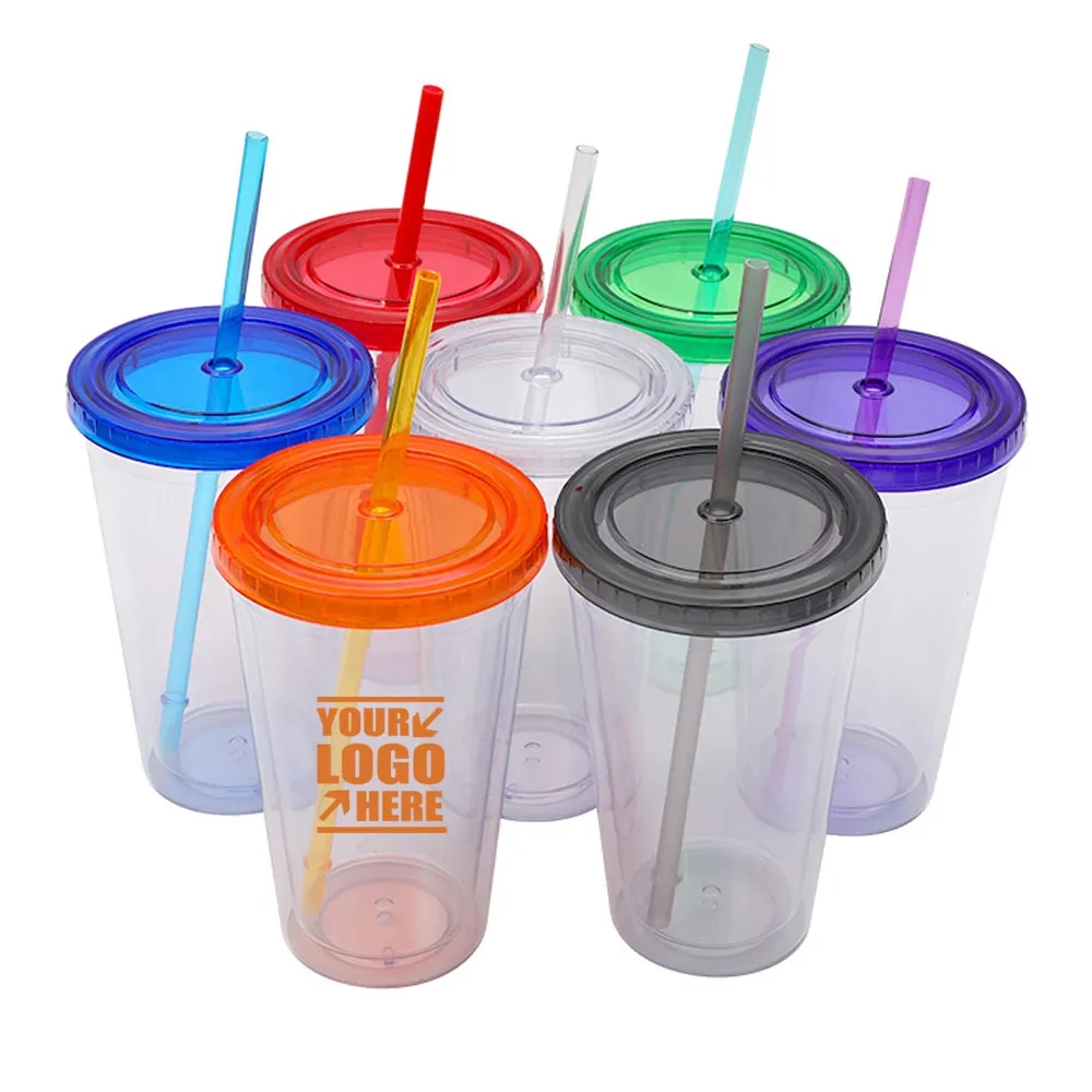 Clear Double Wall Tumbler with Straw 6