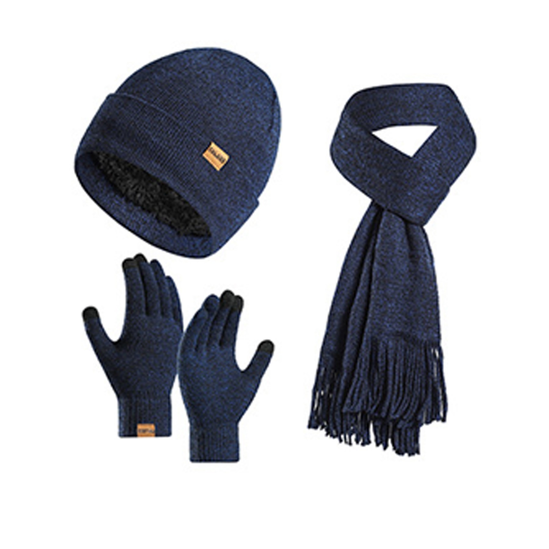 Beanie Hat Scarf Touch Screen Gloves Set 1