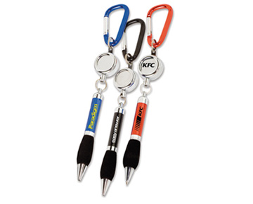 Retractable Soft Grip Metal Pen With Carabiner 5