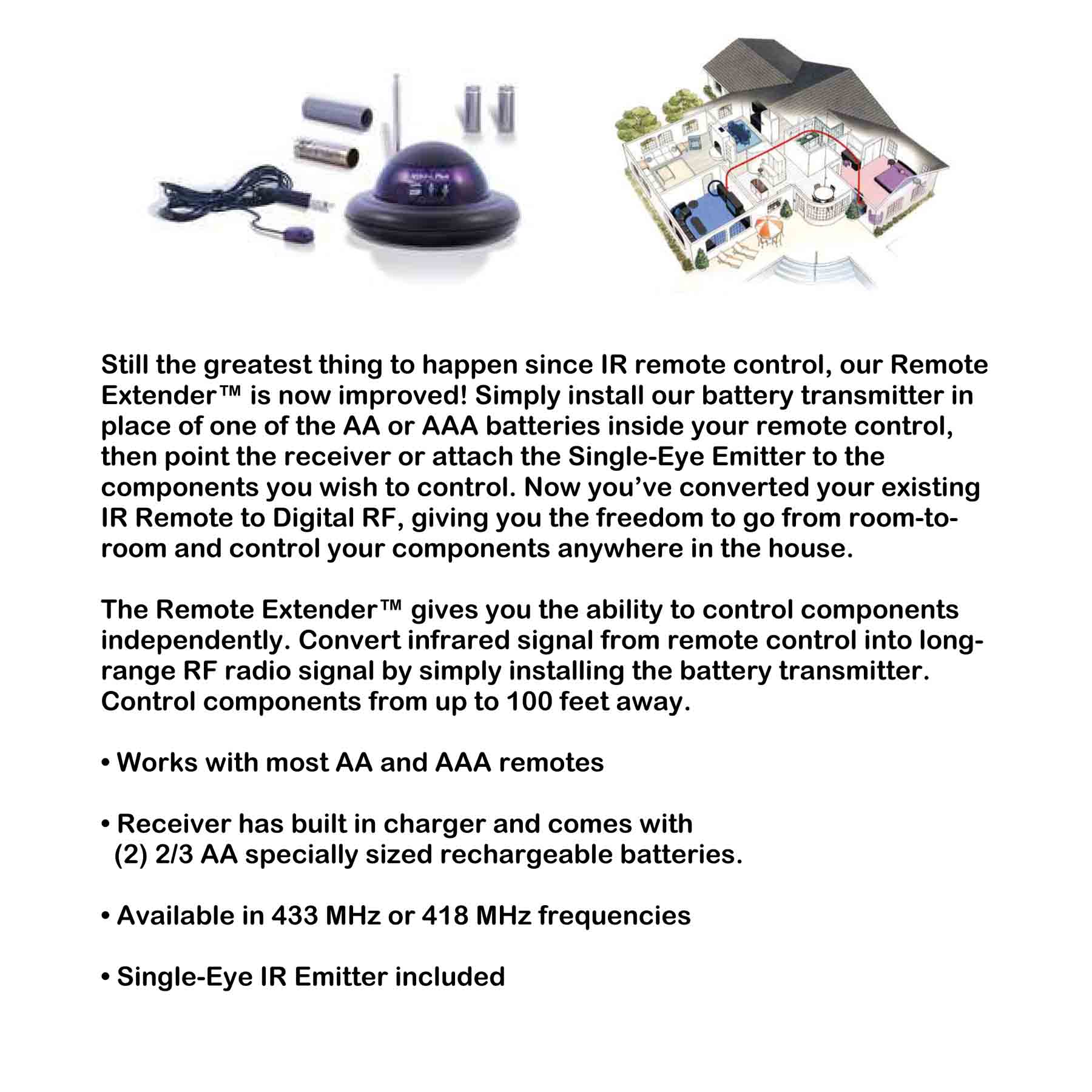 Remote Control Extender, control audio & video components 2