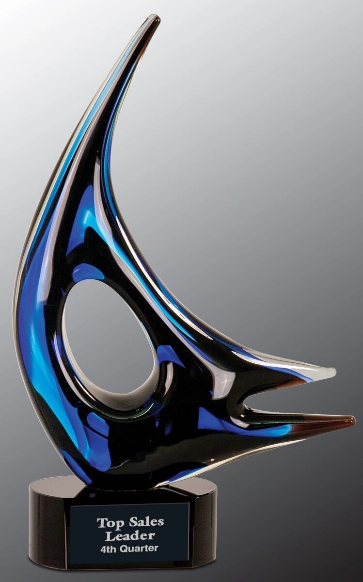 14 1/4" Blue Sail Art Glass 5