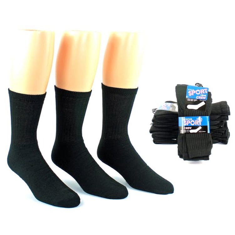 Men's Crew Socks - Black 10-13 3 Pack 2