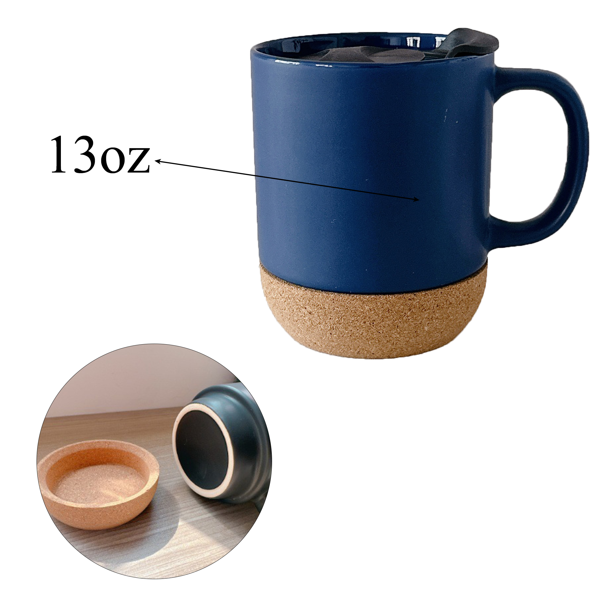 13 OZ Cork Base Insulated Coffee Cup With Lid 3