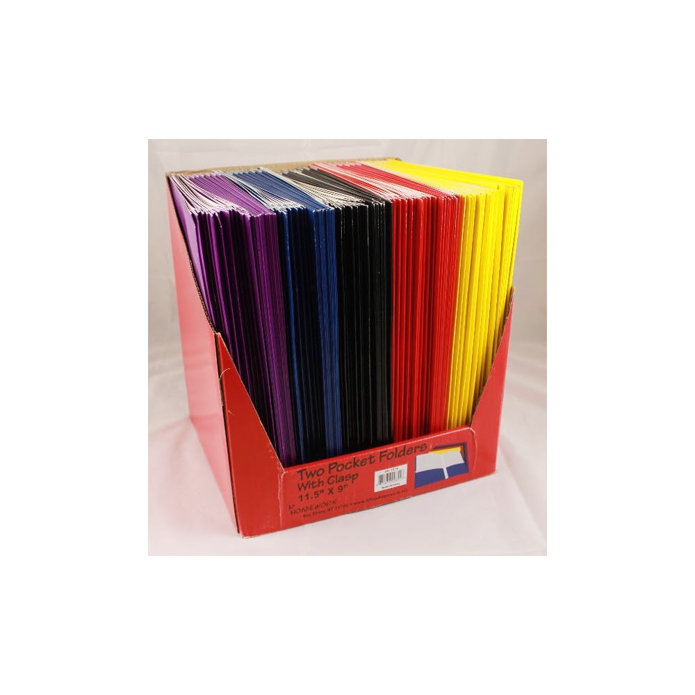 2 Pocket Folders with 3 Prongs - Assorted Gloss Colors Heavy Weight 1