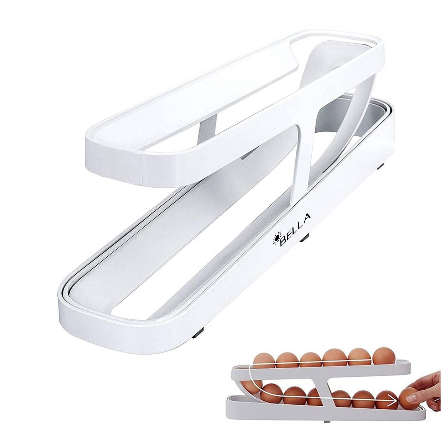 Plastic Auto Rolling Refrigerator Egg Dispenser Holder, custom kitchen gadget with logo imprint 3