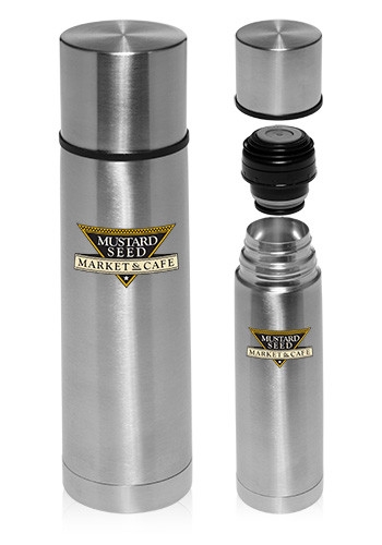 18 oz Cylindrical Stainless Steel Vacuum Flask, custom water bottle with logo imprint 2
