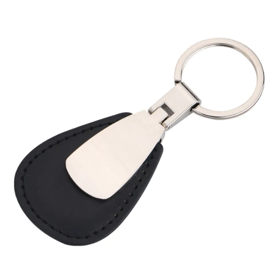 Teardrop Leather & Metal Keychain 2