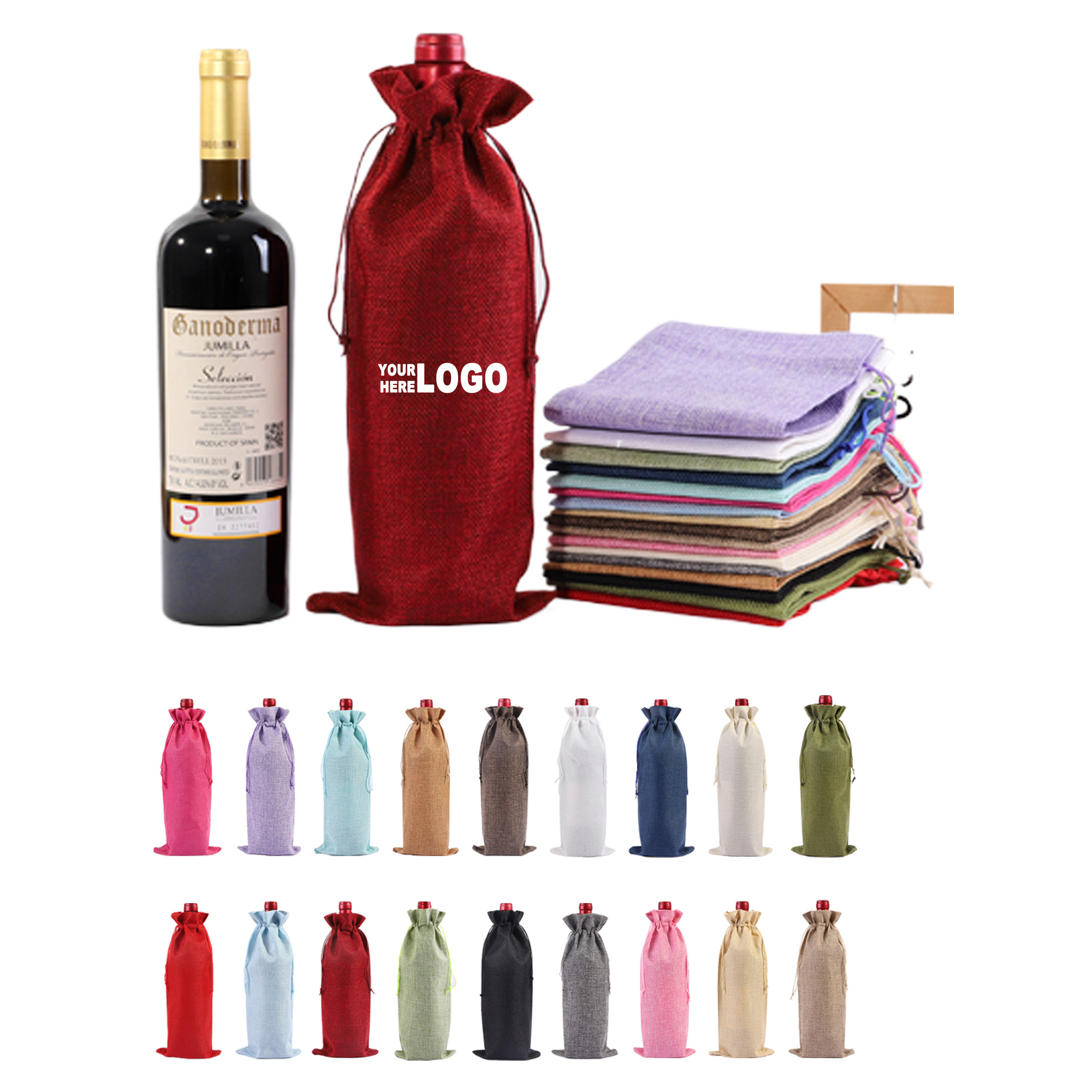 Full Color Linen Wine Bottle Bag 2