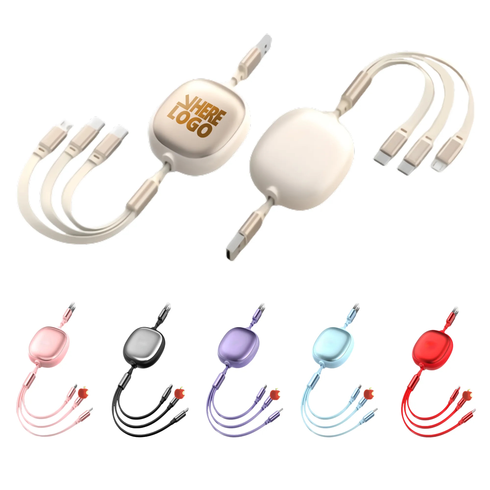 100W Retractable 3-in-1 USB C Charging Cable 6