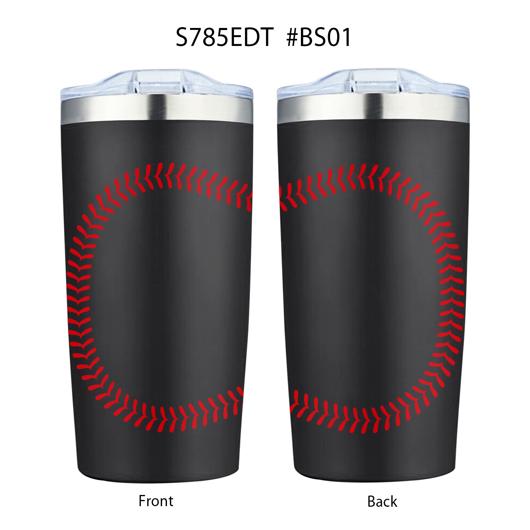 20 oz. Baseball Design Double Wall Vacuum Tumbler Water Bottle 5