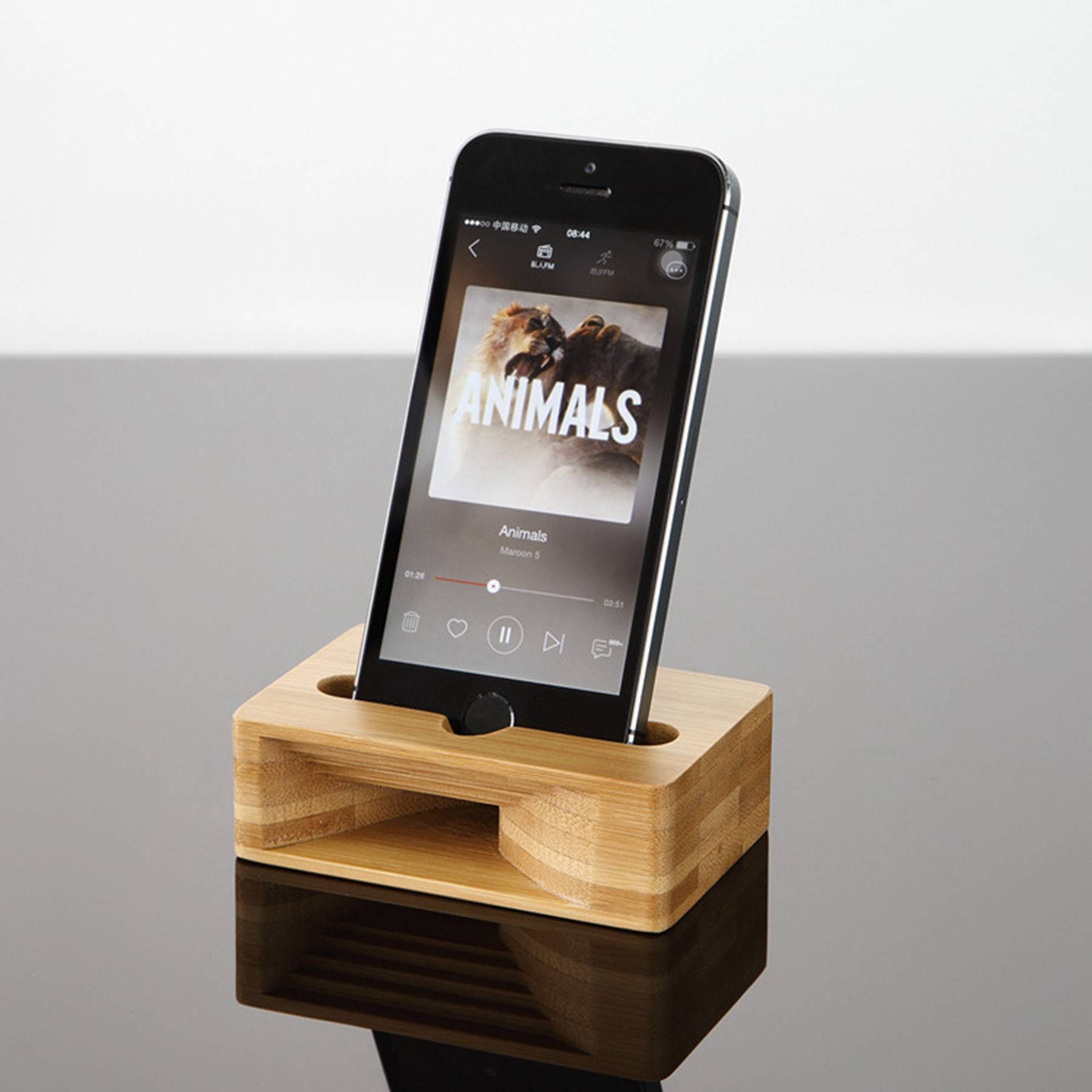 Bamboo Wooden Desktop Mobile Phone Speaker Holder 2