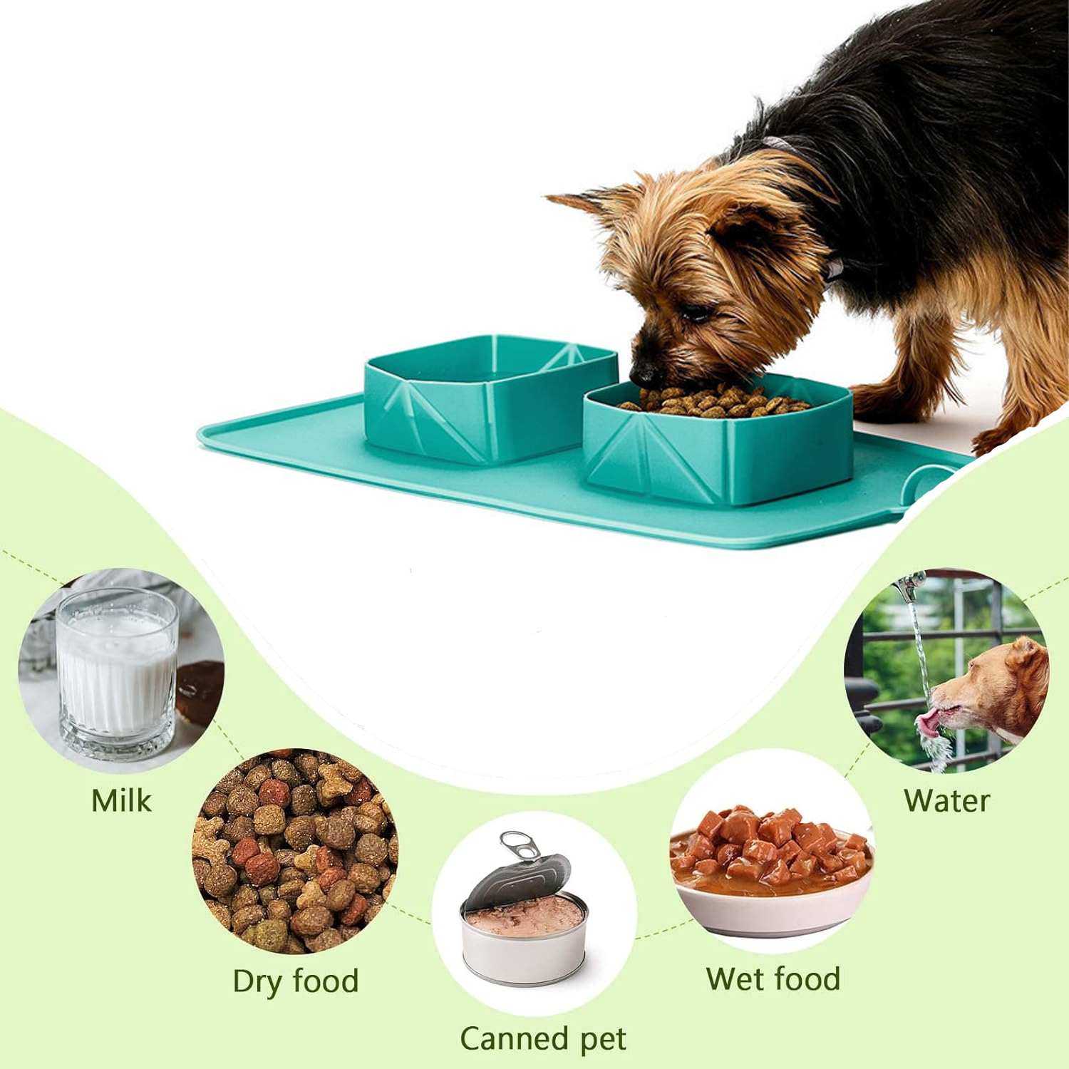 Portable Pet Bowl Foldable Waterproof Stain Resistant 5
