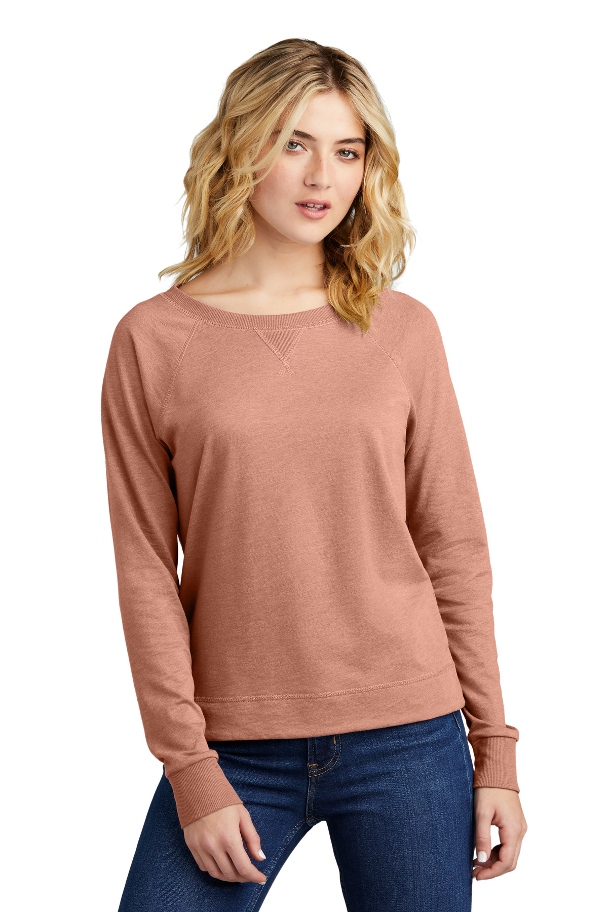 District Women's Featherweight French Terry Long Sleeve Crewneck DT672 9